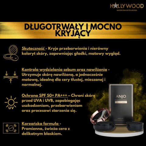 ANJO Black Cushion SPF 50 podkład do twarzy + zapas